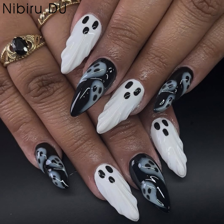 Resin Art Case - 30 szt. Halloweenowe paznokcie sztuczne w