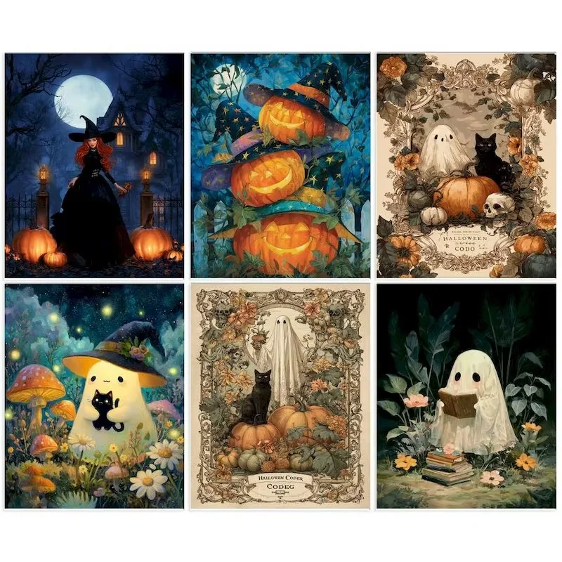 Resin Art Work - Diamentowe malowanie – motyw „Diabelski Halloween”,