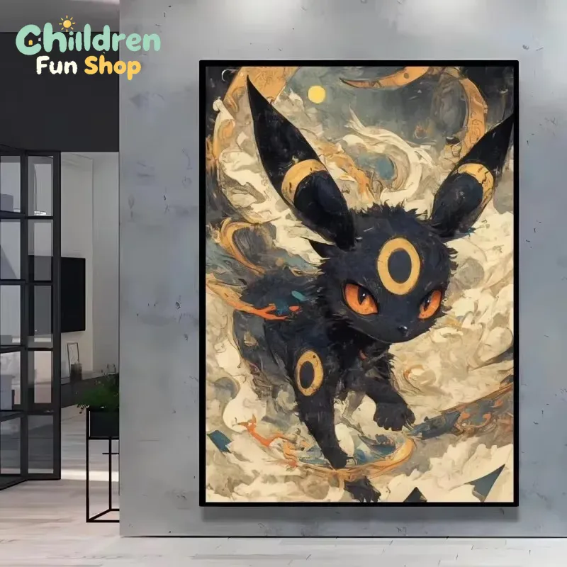 Resin Art Work - Diamentowe malowanie w stylu Pokemon Umbreon,